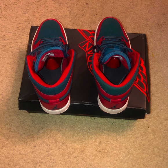Buy Air Jordan 1 Mid  Jordan 1 retro mid gym red black and dark sea